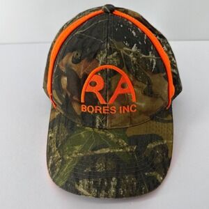 HitWear RA Bores Inc Camo Blaze Orange Baseball Cap Real Tree Adjustable Hat
